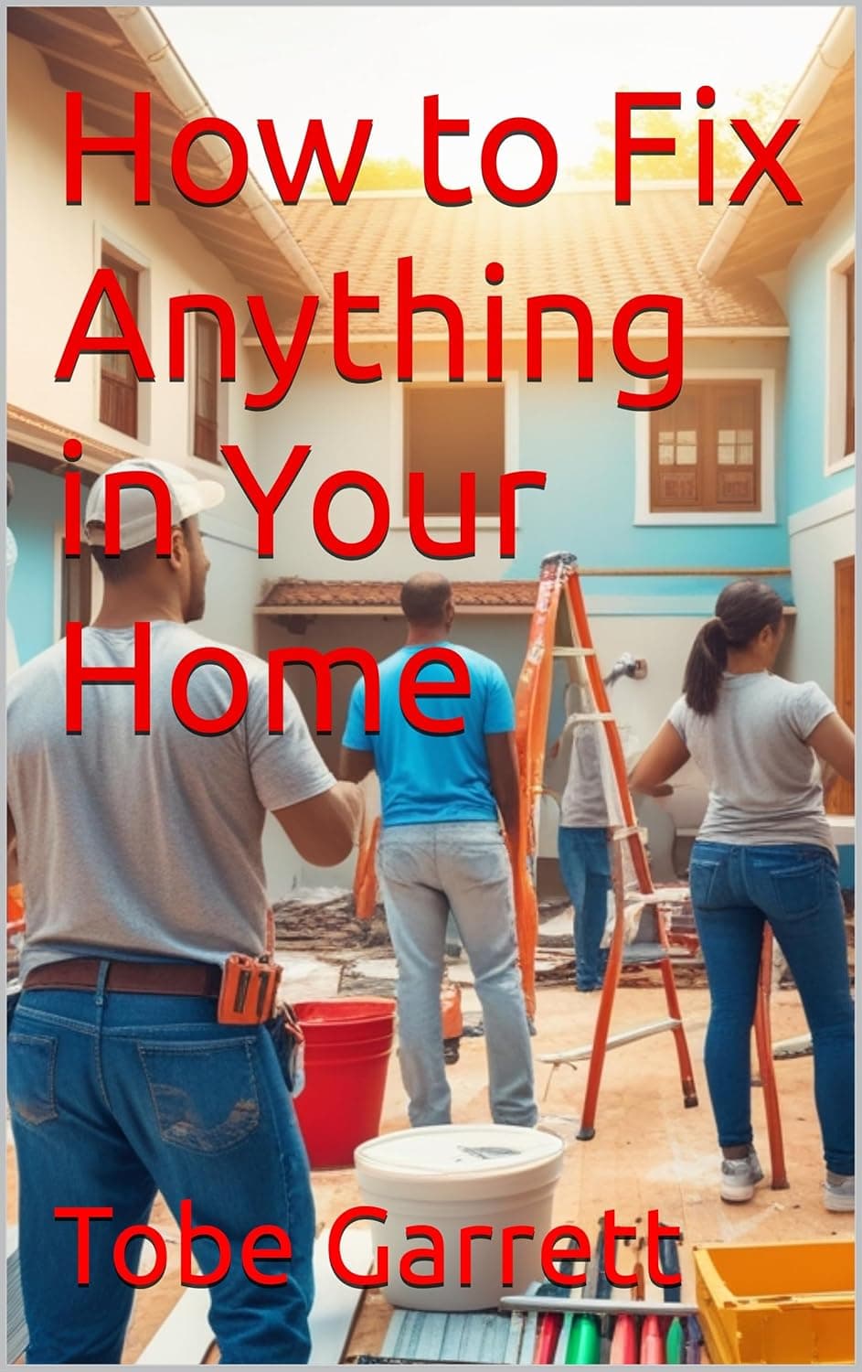 Book cover titled How to Fix Anything in Your Home showing people renovating a house.
